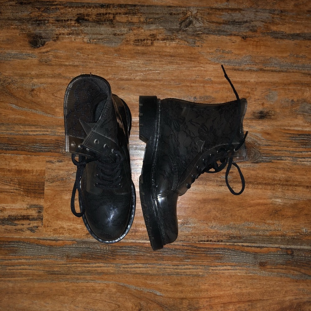 Clear Black lace Combat boots